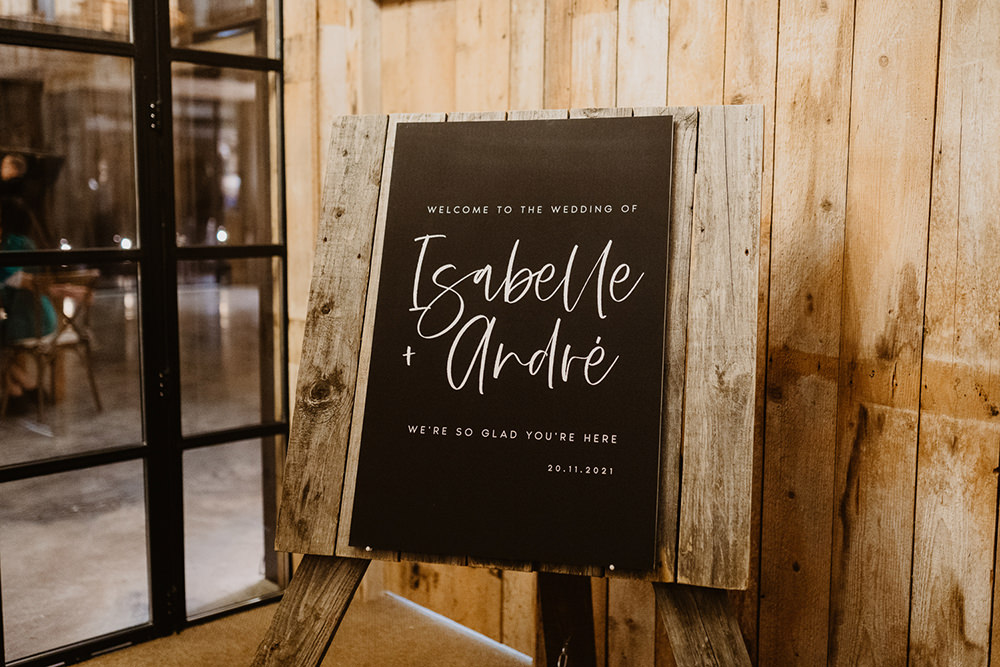 Black White Calligraphy Sign Cumbria Barn Wedding Maytree Photography