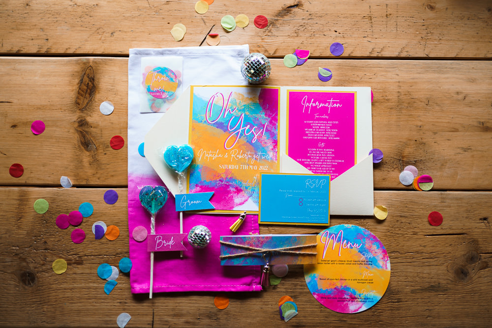 Endeavour Woodland Weddings Brad Gommon Photography Colourful Startionery Invites Watercolour