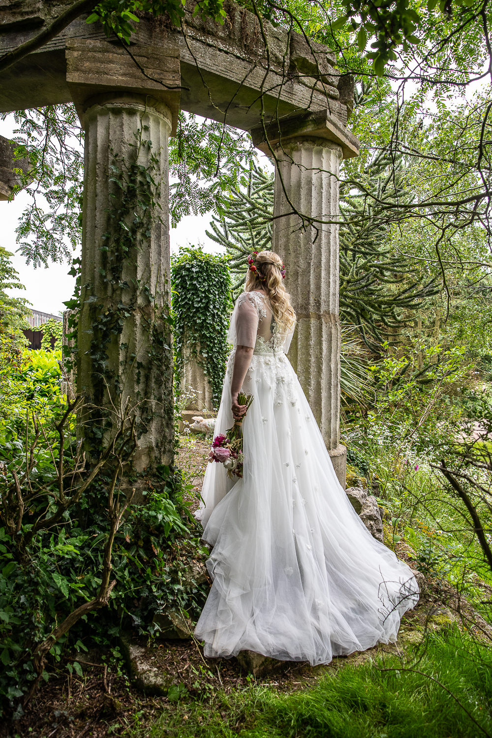 Dress Gown Bride Bridal Floral Lace Cap Sleeve Flaxbourne Gardens Wedding Lorna Newman Weddings