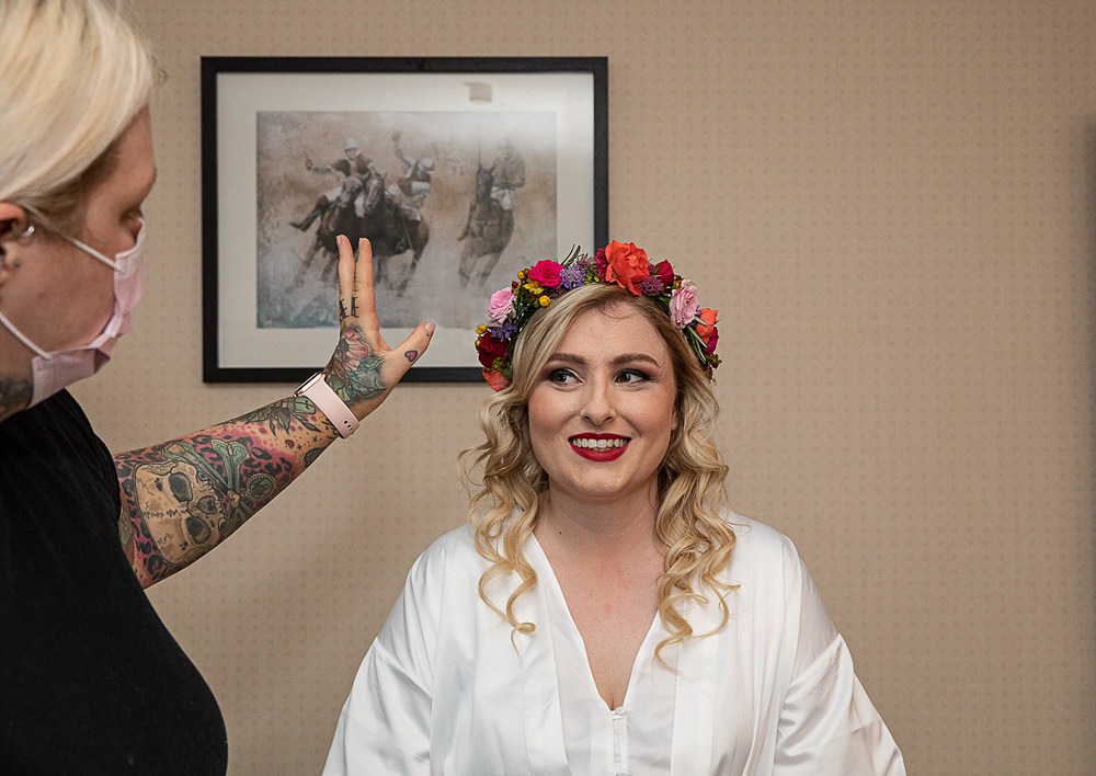 Bride Flower Crown Flaxbourne Gardens Wedding Lorna Newman Weddings
