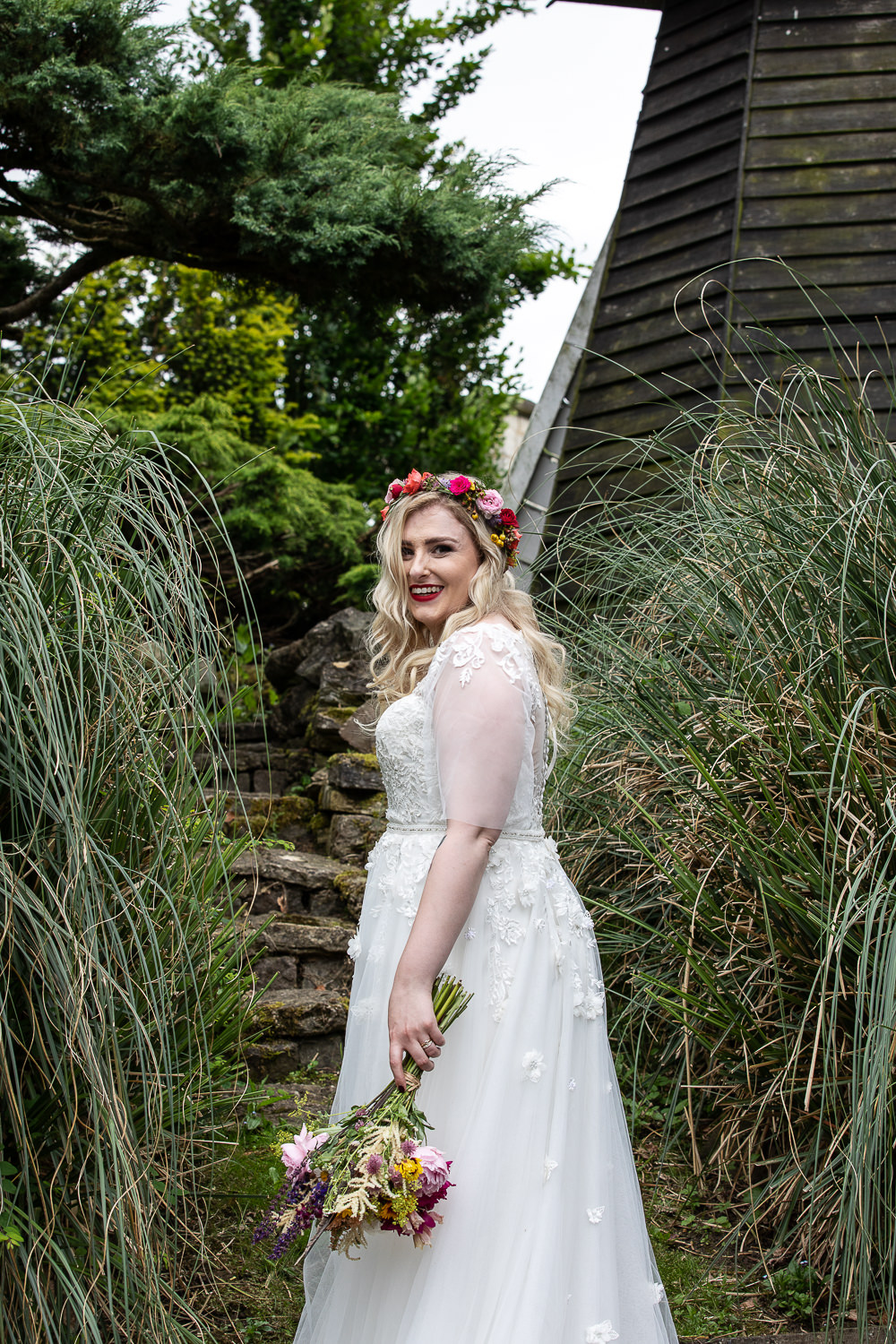 Dress Gown Bride Bridal Floral Lace Cap Sleeve Flaxbourne Gardens Wedding Lorna Newman Weddings
