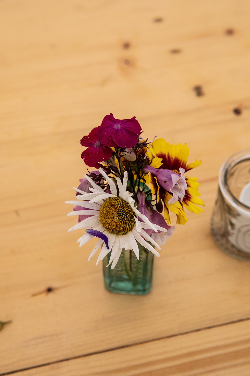 Table Flowers Bottles Flaxbourne Gardens Wedding Lorna Newman Weddings