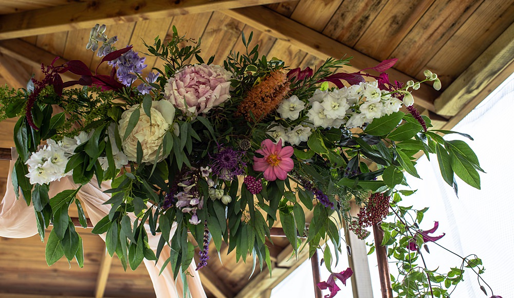 Hanging Ceremony Flowers Summer Flaxbourne Gardens Wedding Lorna Newman Weddings
