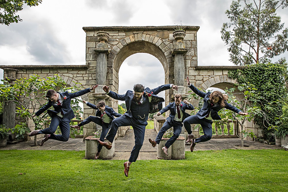 Groomsmen Suit Navy Red Tie Groom Flaxbourne Gardens Wedding Lorna Newman Weddings