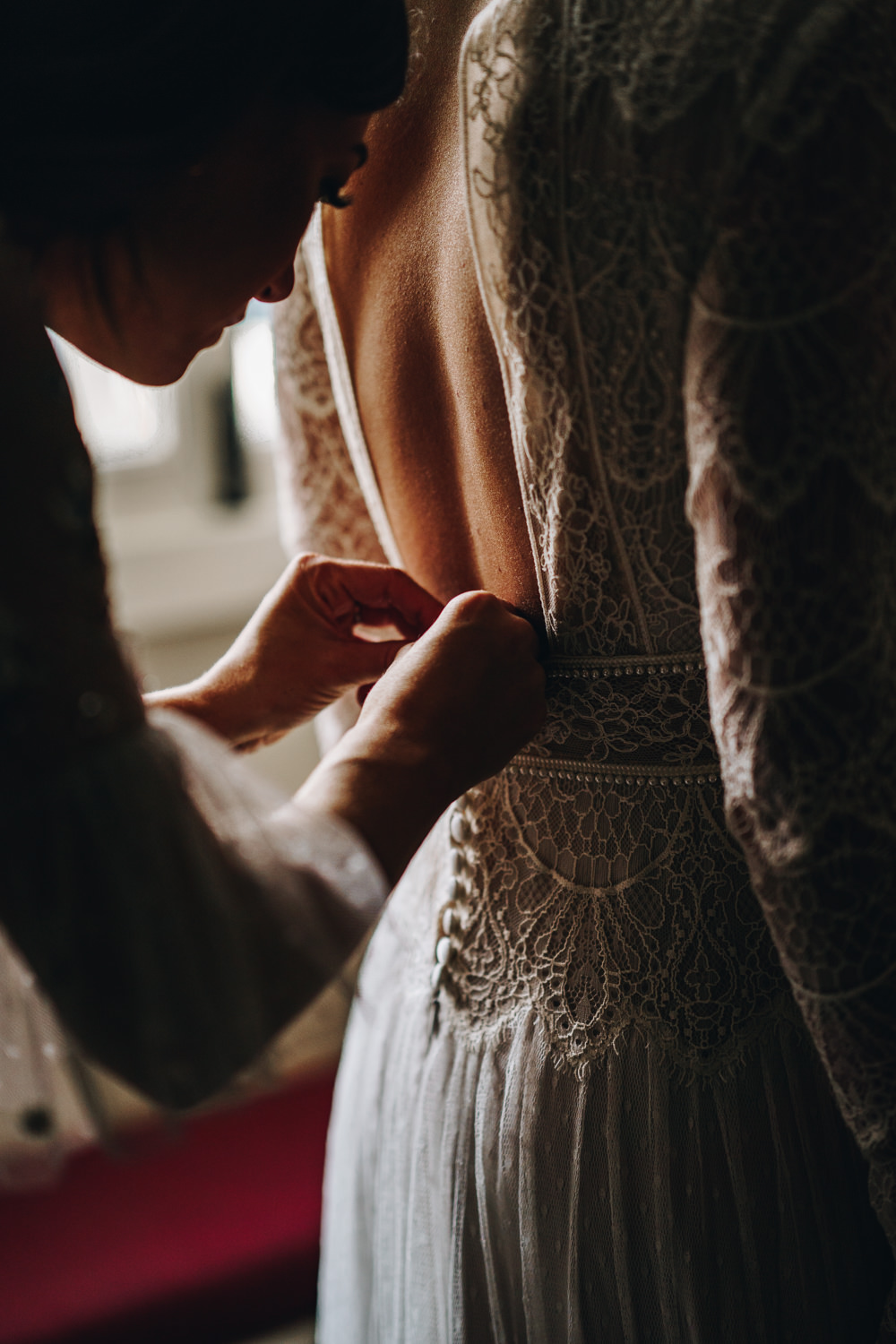 Dress Gown Bride Bridal Lace Long Sleeve Sophia Lihi Hod Gloucestershire Barn Wedding Winnington & Coe