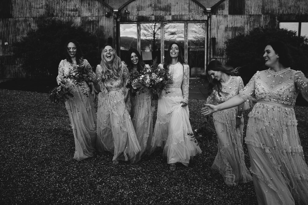 Needle Thread Sequin Bridesmaid Dress Gloucestershire Barn Wedding Winnington & Coe