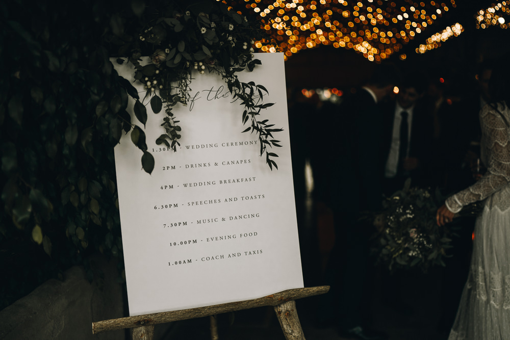 Sign Order Day Calligraphy Gloucestershire Barn Wedding Winnington & Coe