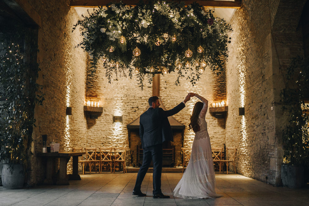 Greenery Hoop Decor Candles Gloucestershire Barn Wedding Winnington & Coe