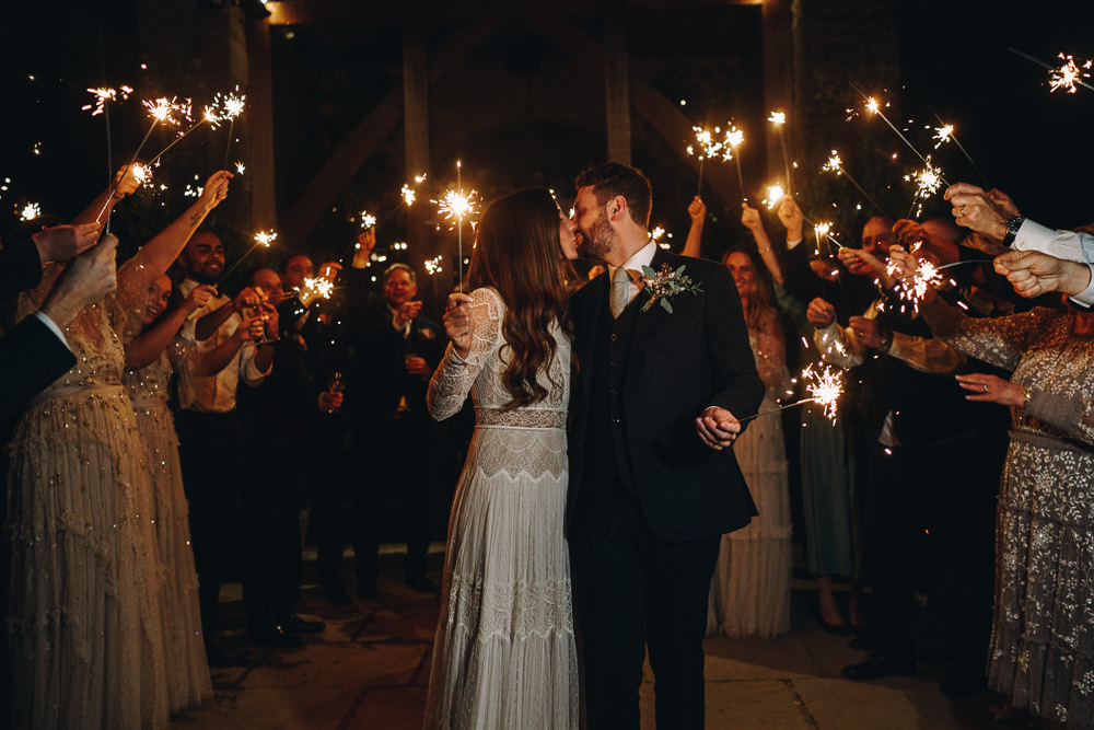 Sparklers Exit Gloucestershire Barn Wedding Winnington & Coe