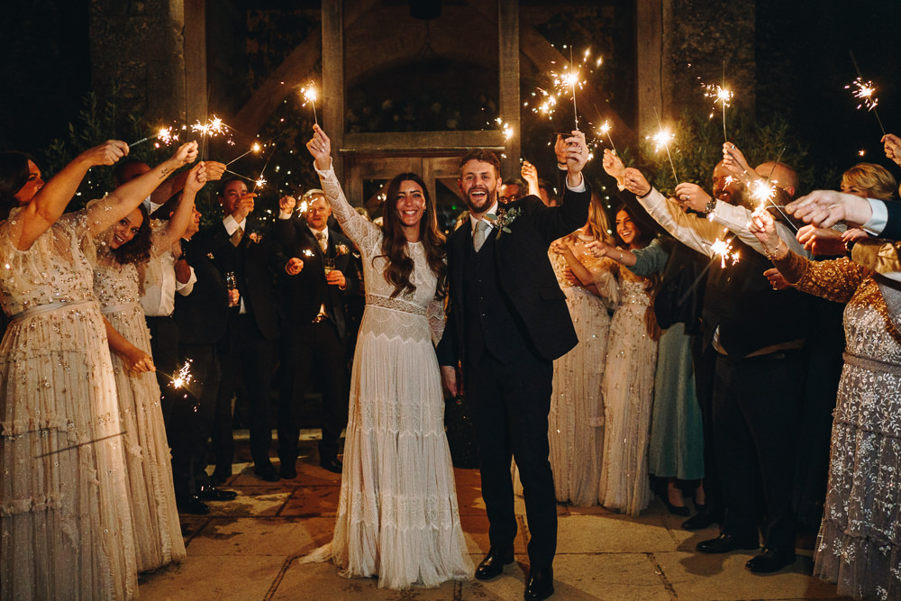 Sparklers Exit Gloucestershire Barn Wedding Winnington & Coe