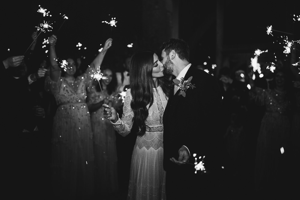 Sparklers Exit Gloucestershire Barn Wedding Winnington & Coe