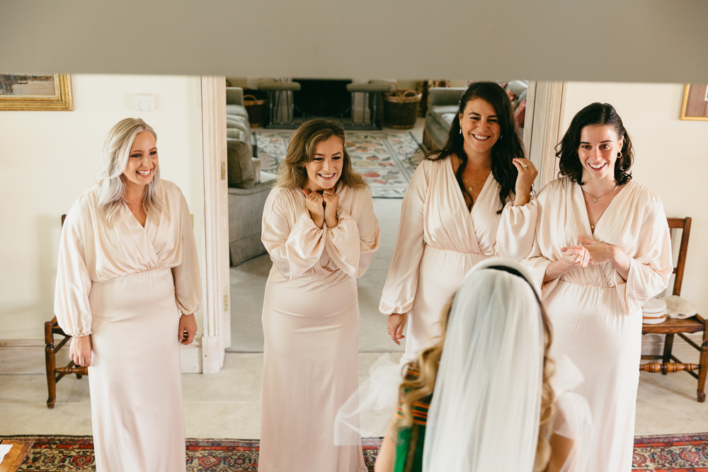 Long Sleeve Pink Brdesmaids Dress Heath Farm Wedding Alexandra Wallace Photography