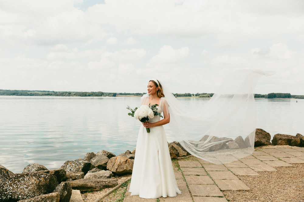 Dress Gown Bride Bridal Skirt Split Tulle Bow Straps Veil Heath Farm Wedding Alexandra Wallace Photography