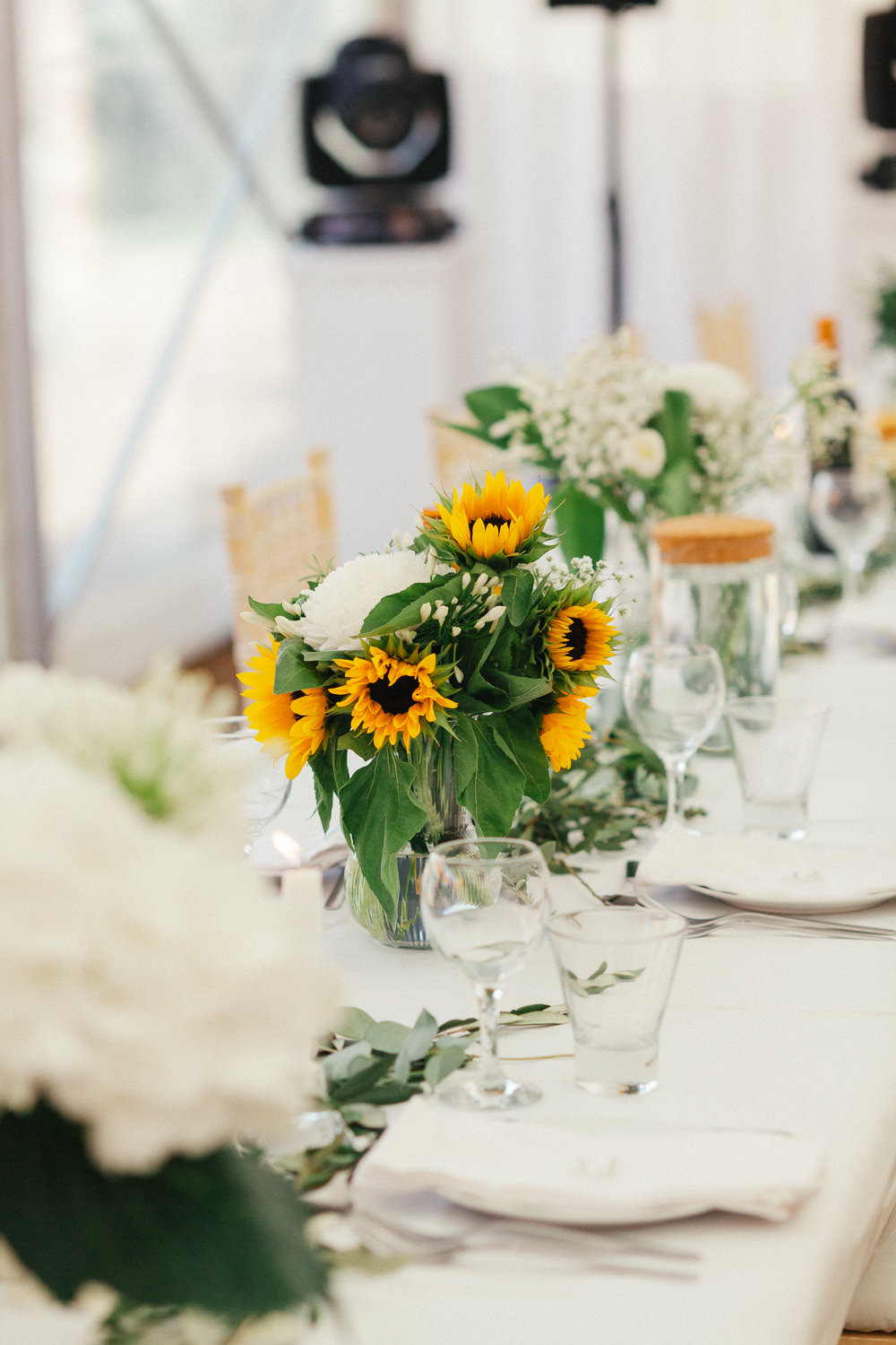 Sunflowers Centrepiece Decor Heath Farm Wedding Alexandra Wallace Photography