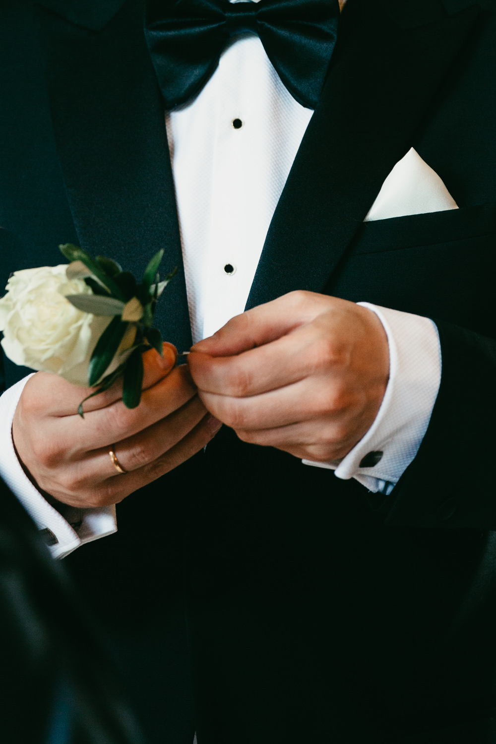 White Rose Buttonhole Flower Heath Farm Wedding Alexandra Wallace Photography