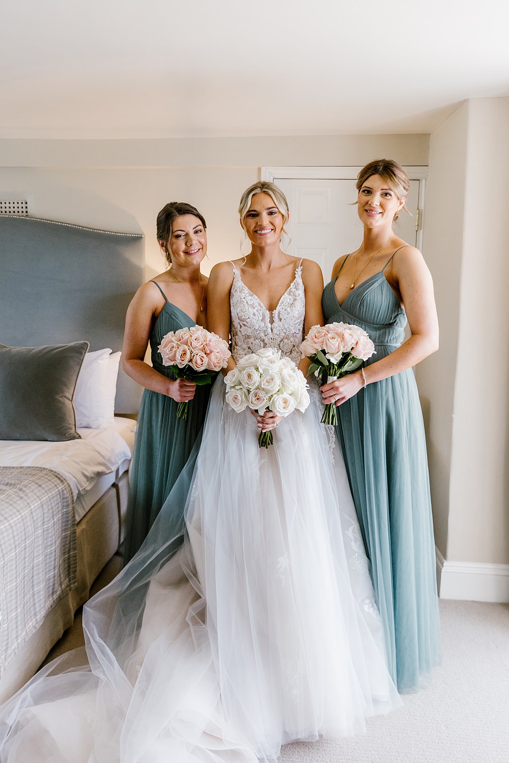 Long Sage Green Bridesmaid Dresses Holkham Hall Wedding Katherine Ashdown Photography