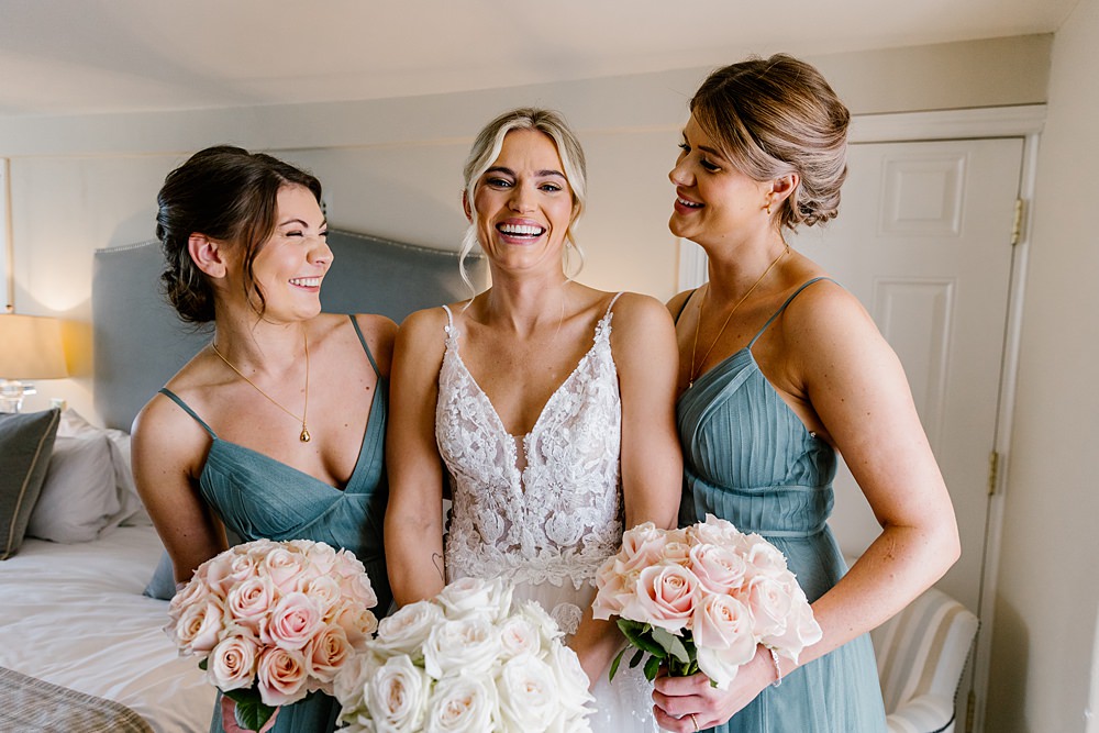 Long Sage Green Bridesmaid Dresses Holkham Hall Wedding Katherine Ashdown Photography