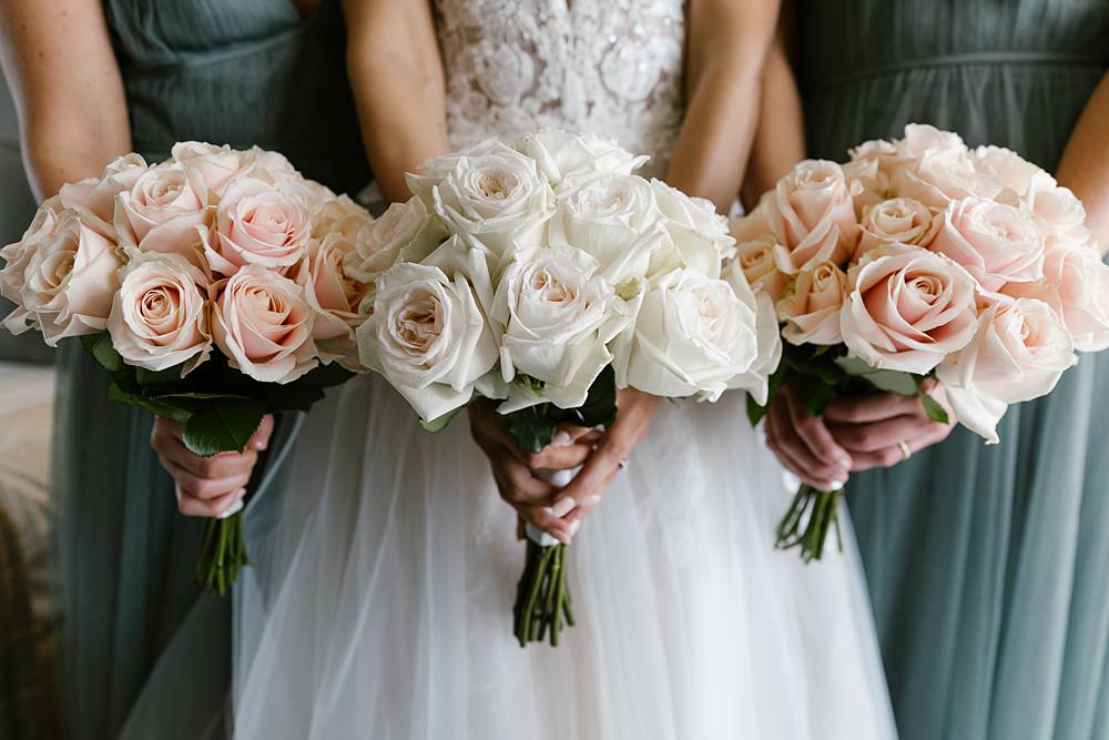Bouquet Flowers Bride Bridal White Rose Bridesmaid Pink Holkham Hall Wedding Katherine Ashdown Photography