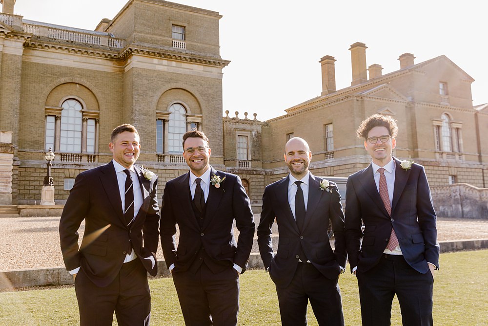 Groom Suit Navy Groomsmen Holkham Hall Wedding Katherine Ashdown Photography