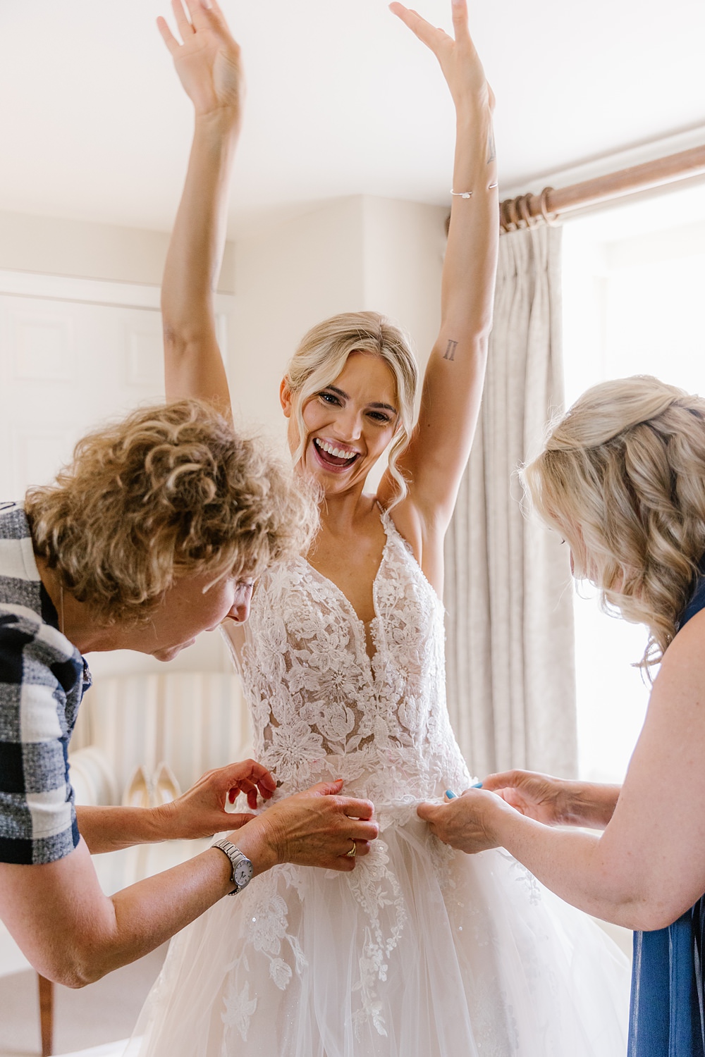 Dress Gown Bride Bridal Lace Tulle Long Train Enzoani Holkham Hall Wedding Katherine Ashdown Photography