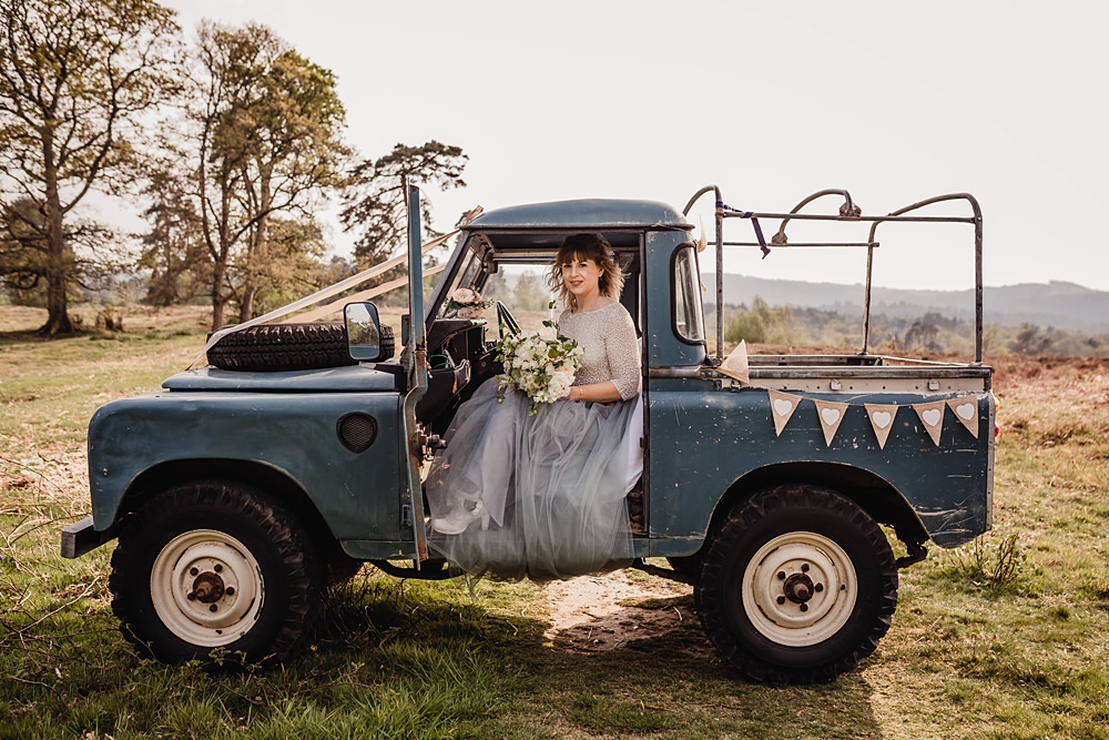 Land Rover Wedding Car Home Garden Tipi Wedding Kloe May Photography