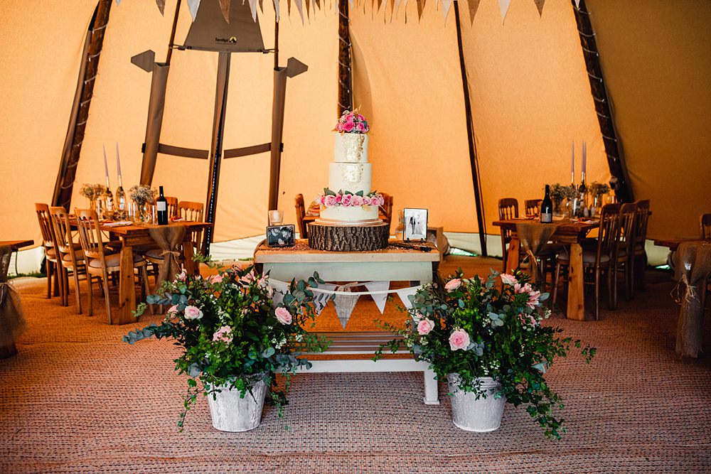 Wedding Cake Display Flowers Buckets Home Garden Tipi Wedding Kloe May Photography