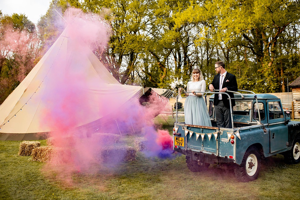 Smoke Flare Portriats Pink Purple Home Garden Tipi Wedding Kloe May Photography