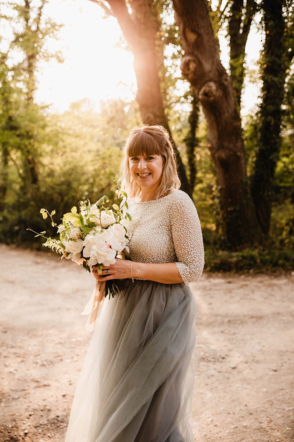 Sequin Top Tulle Skirt Grey Bride Bridal Gown Home Garden Tipi Wedding Kloe May Photography