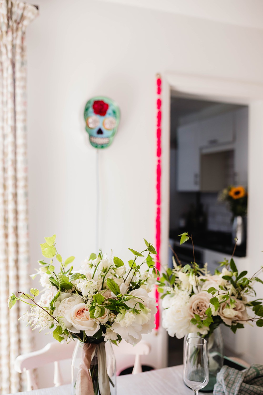 Bouquet Flowers Bride Bridal White Rose Astilbe Peony Home Garden Tipi Wedding Kloe May Photography