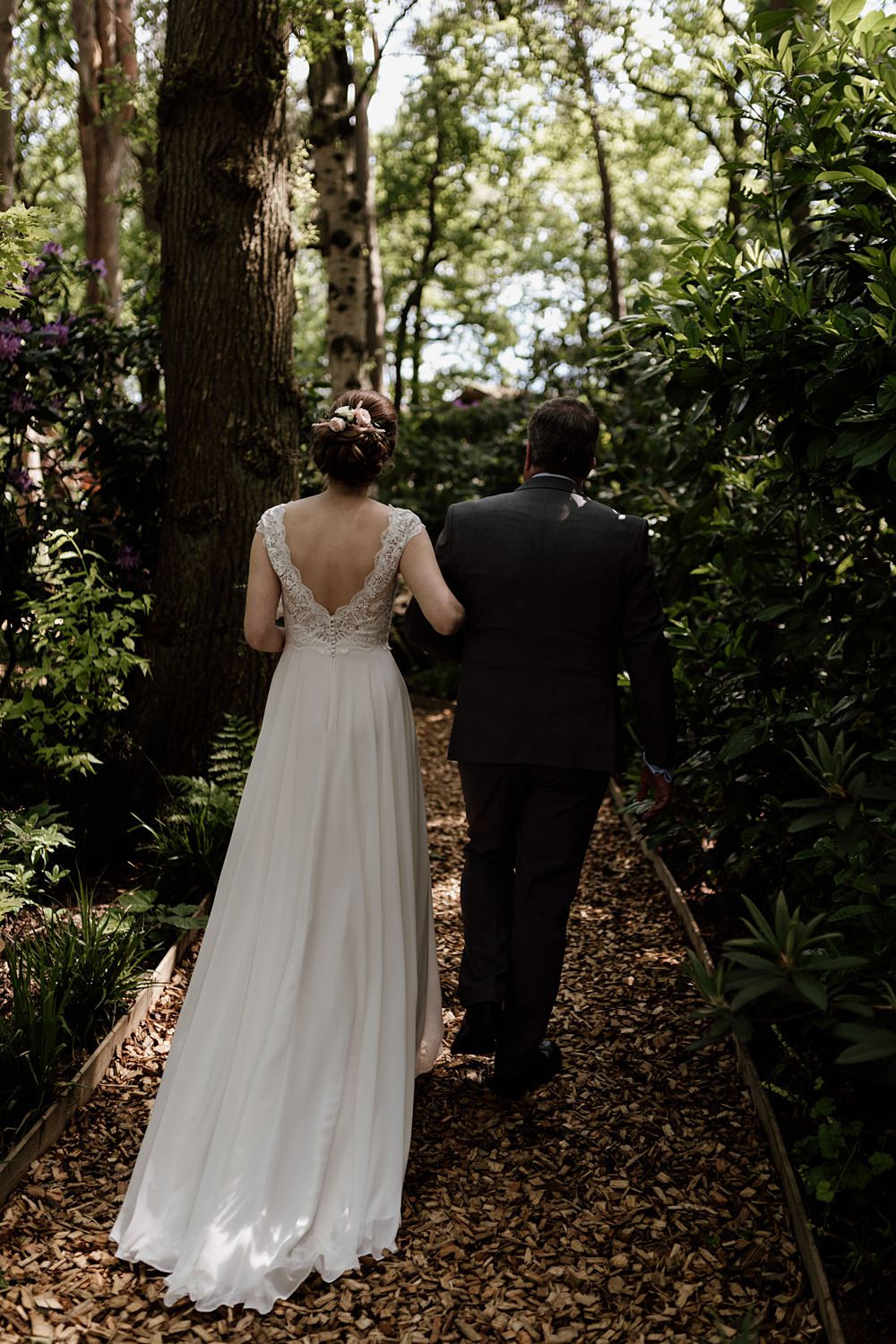 Dress Gown Bride Bridal Lace Low Back Train Love Shack Wedding Natalie Coultas Photography