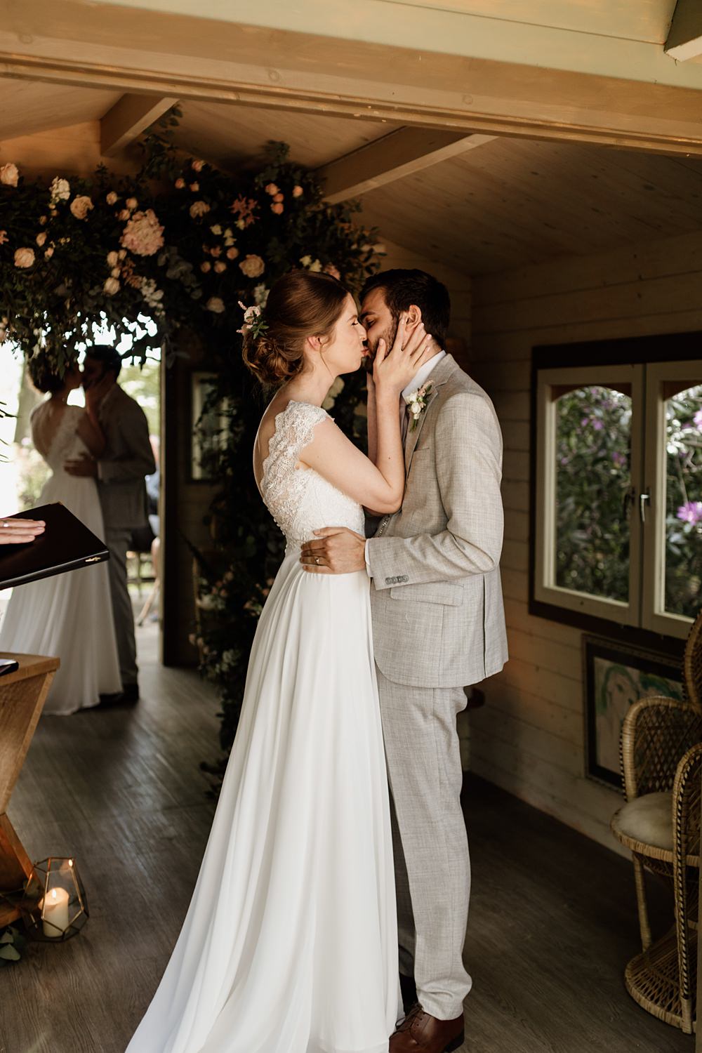 Flower Arch Backdrop Ceremony Love Shack Wedding Natalie Coultas Photography