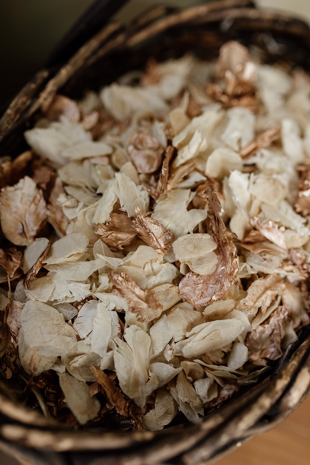 Dried Flower Confetti Gold White Love Shack Wedding Natalie Coultas Photography