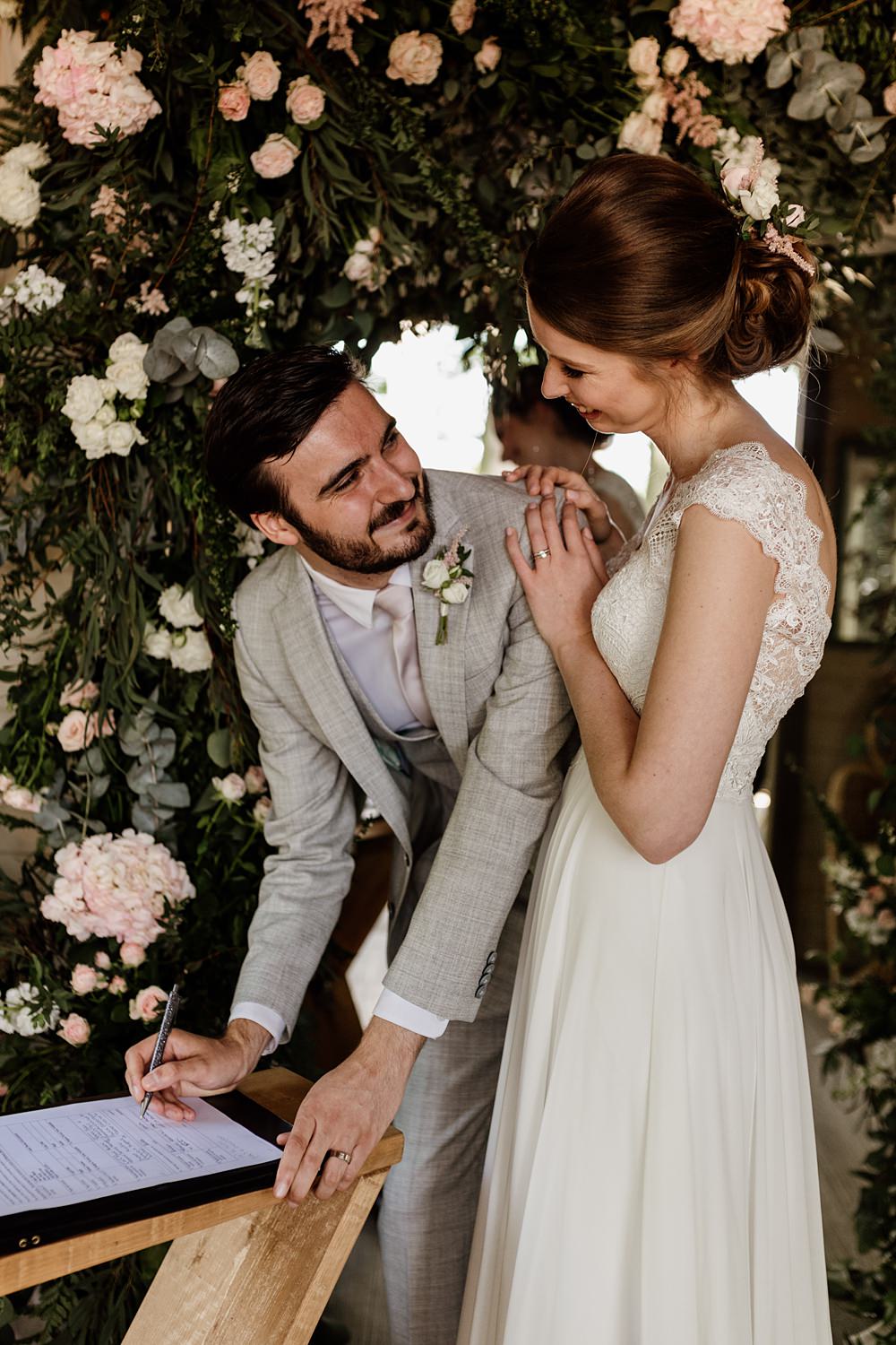Signing Register Bride Groom Love Shack Wedding Natalie Coultas Photography