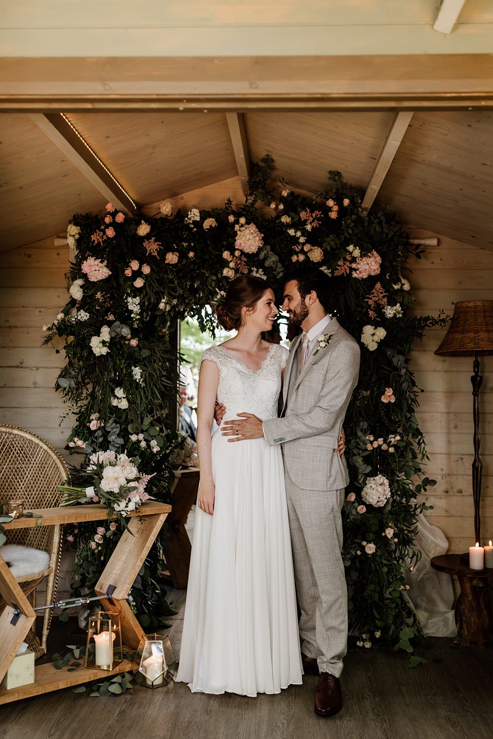 Floral Arch Pink Greenery Backdrop Love Shack Wedding Natalie Coultas Photography