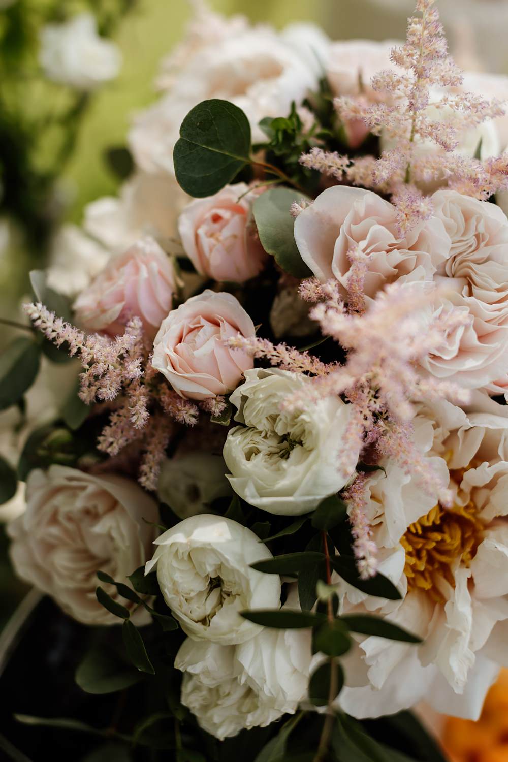 Blush Pink White Flower Bouquet Bridal Rose Astilbe Peony Love Shack Wedding Natalie Coultas Photography