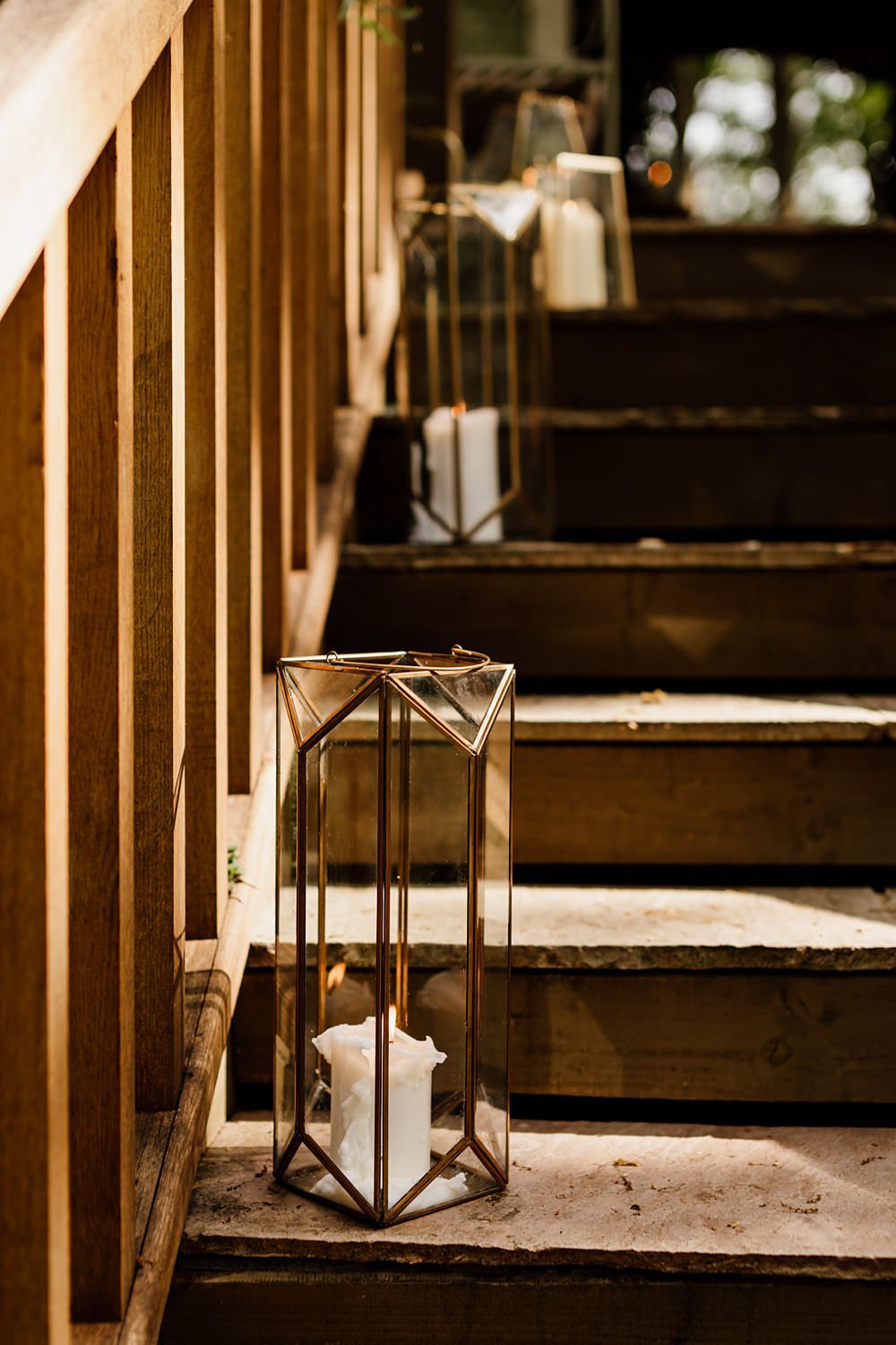 Candles Lanterns Stairs Love Shack Wedding Natalie Coultas Photography