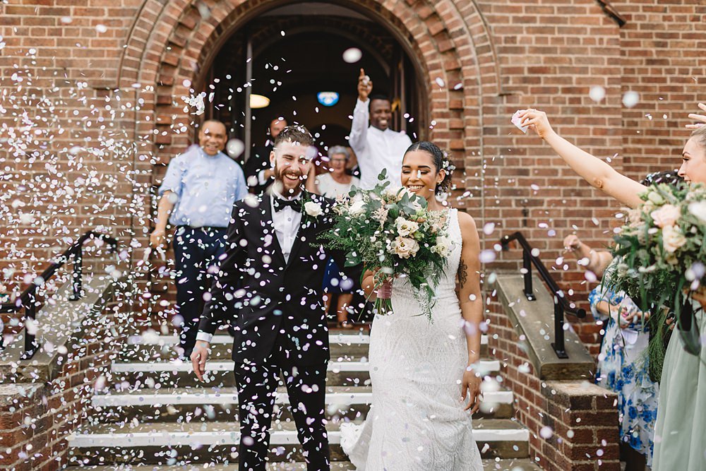 Confetti Throw Pumping House Ollerton Wedding Louise Barry Photographer