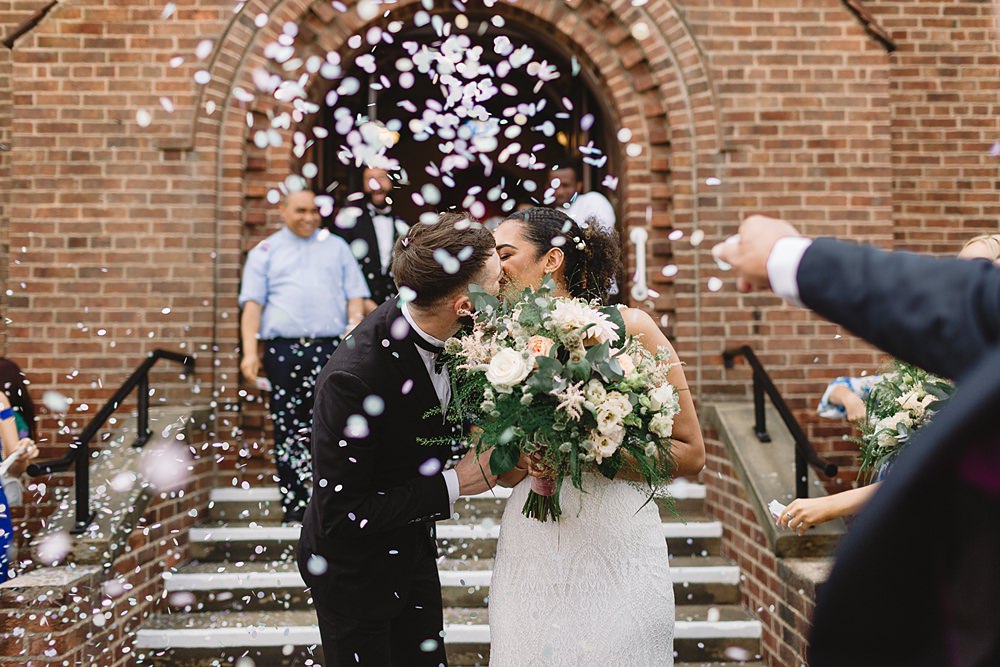 Confetti Throw Pumping House Ollerton Wedding Louise Barry Photographer