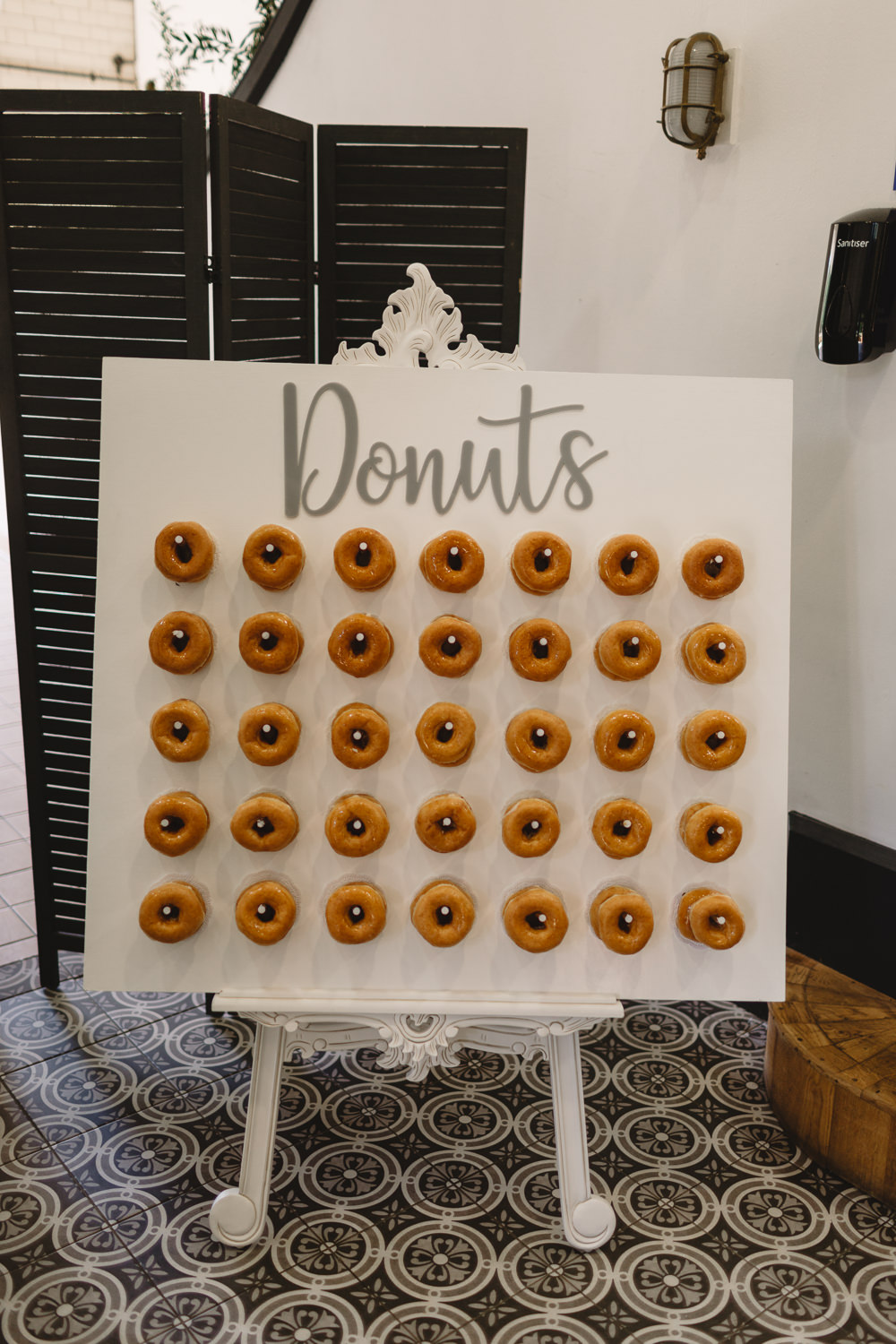 White Wedding Donuts Board Pumping House Ollerton Wedding Louise Barry Photographer