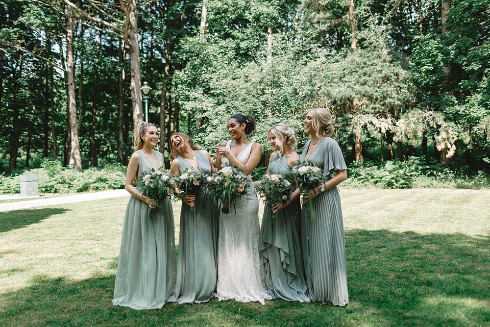 ASOS Sage Green Bridesmaid Dresses Pumping House Ollerton Wedding Louise Barry Photographer