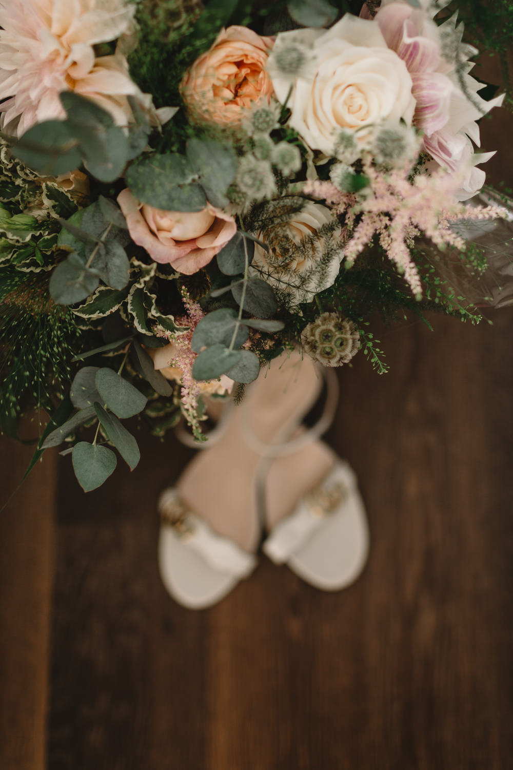 White Peach Rose Wedding Flowers Dahlia Eucalyptus Pumping House Ollerton Wedding Louise Barry Photographer