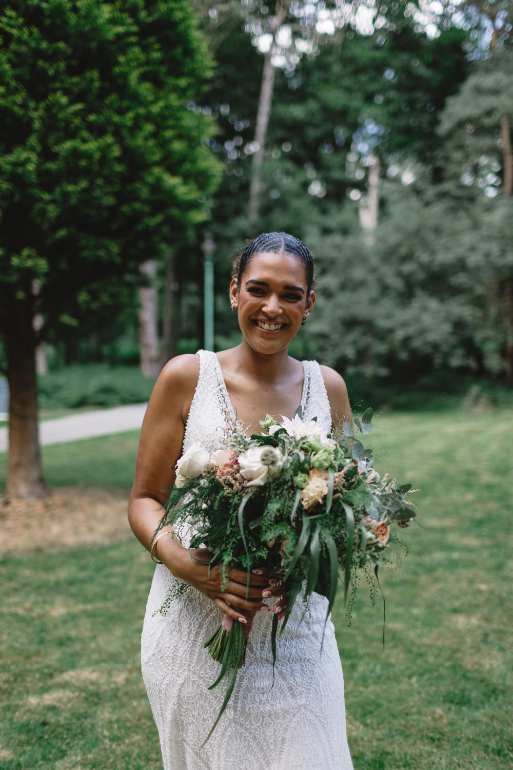 Dress Gown Bride Bridal Lace Sleeveless Pumping House Ollerton Wedding Louise Barry Photographer