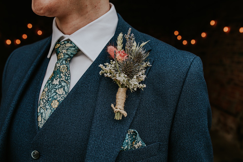 Dried Flower Groom Buttonhole Stock Farm Wedding Tatton Weddings Maddie Farris Photography