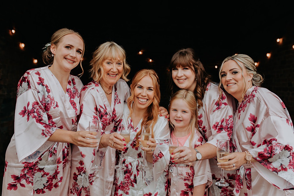 Floral Bridal Robe Bridesmaid Stock Farm Wedding Tatton Weddings Maddie Farris Photography