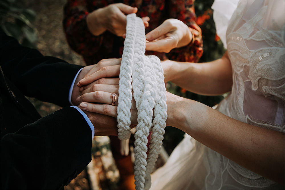 Handfasting Ceremony Sustainable Woodland Wedding Charly Mae Photography