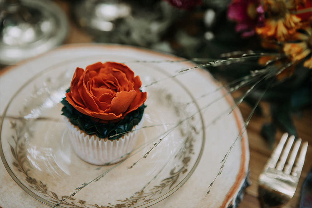 Rose Cupcake Sustainable Woodland Wedding Charly Mae Photography