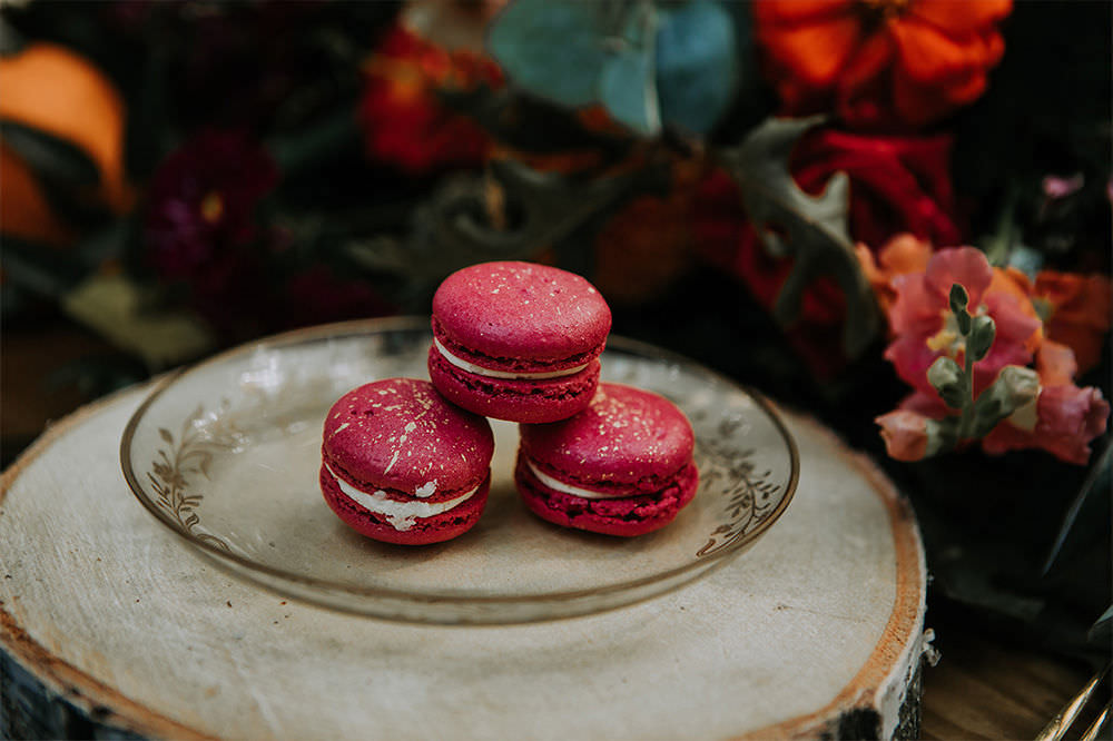 Pink Macarons Sustainable Woodland Wedding Charly Mae Photography