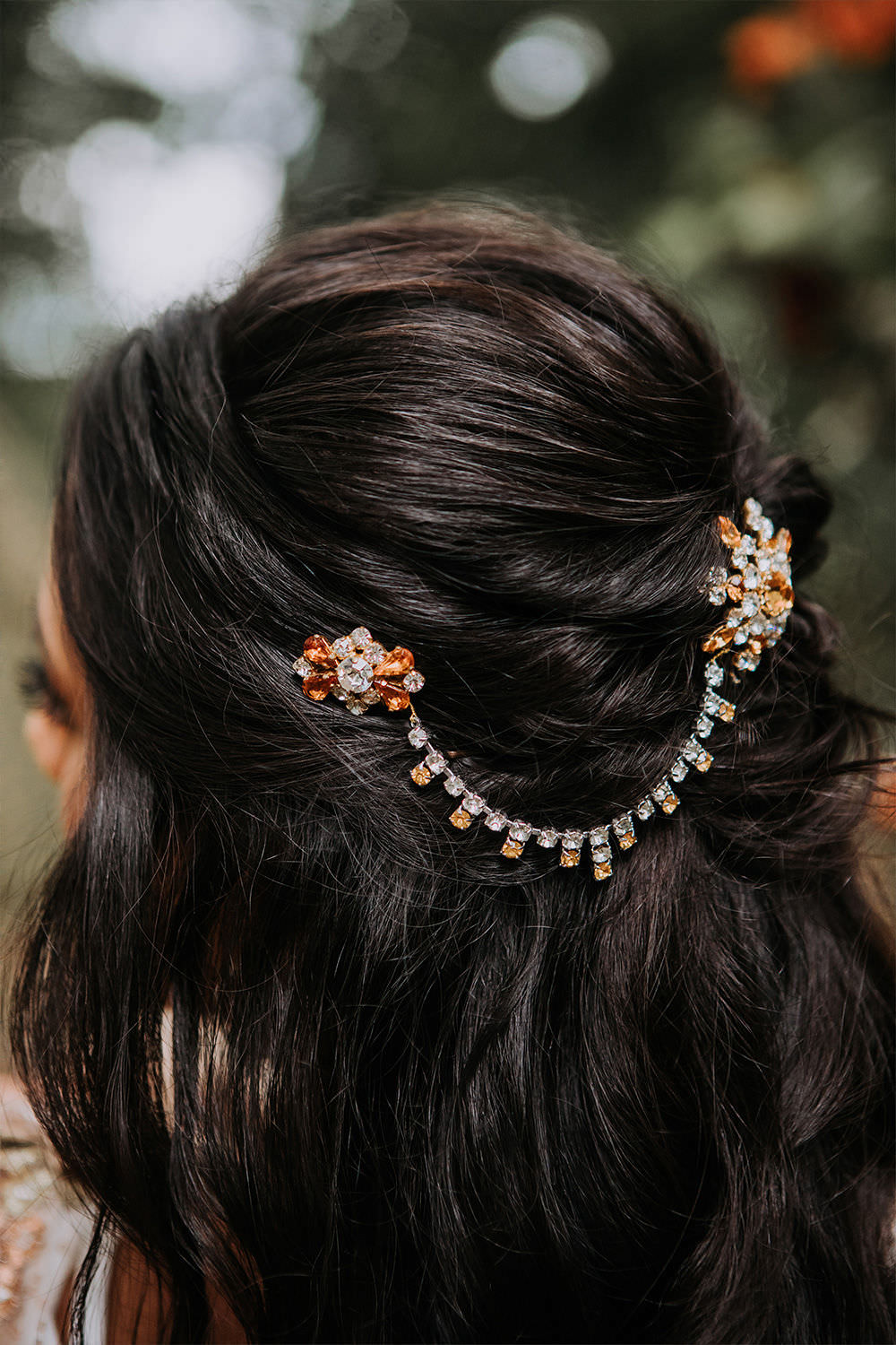 Bride Bridal Hairstyle Half Up Down Accessory Sustainable Woodland Wedding Charly Mae Photography
