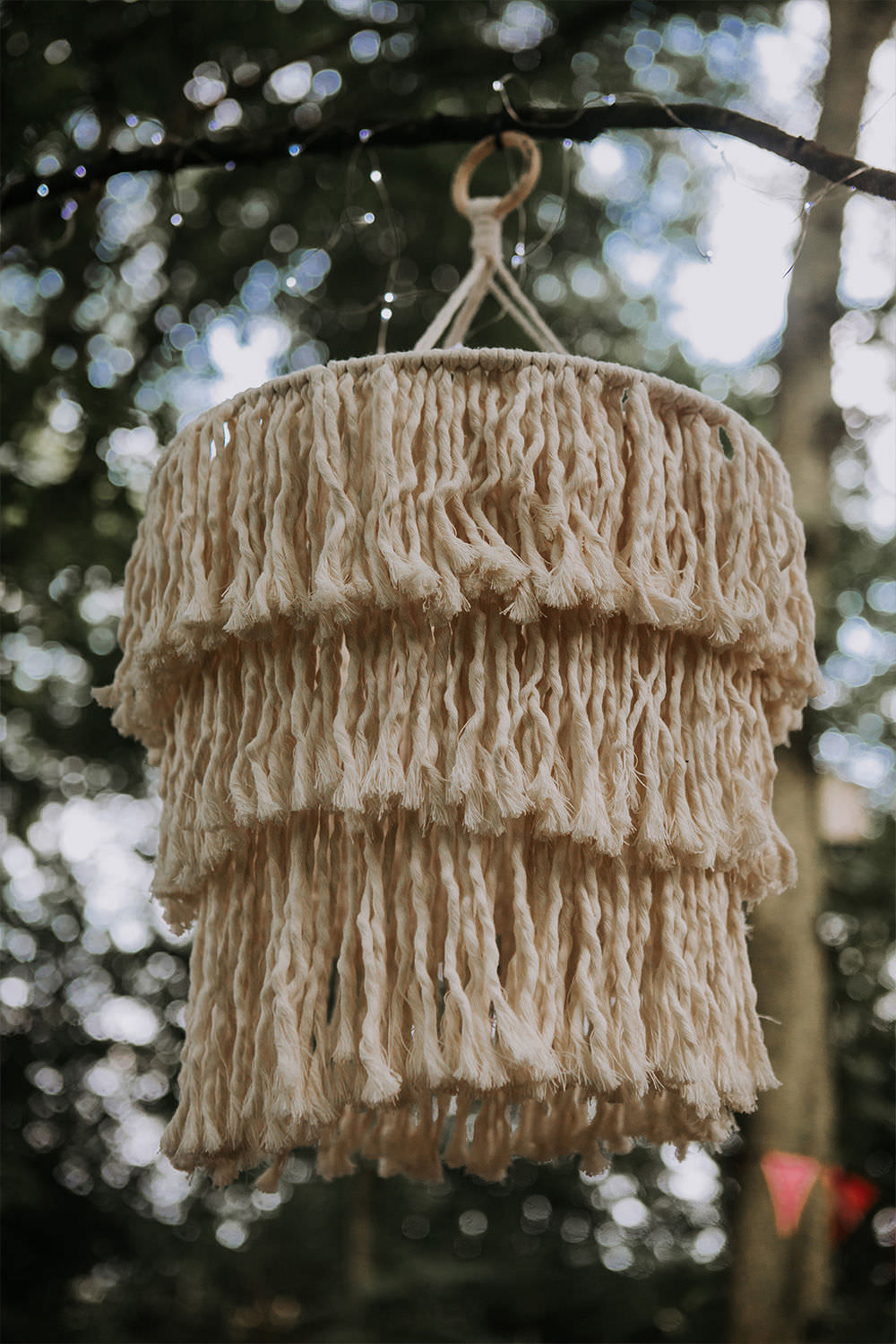 Macrame Lampshade Decor Sustainable Woodland Wedding Charly Mae Photography