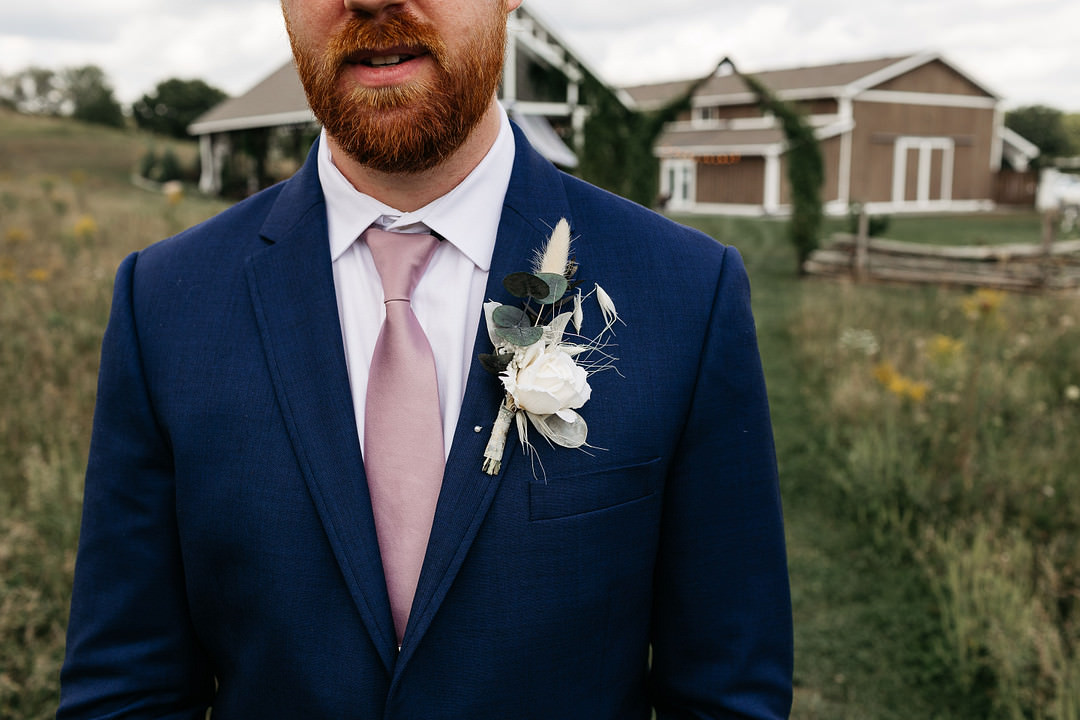 Groom Blue Suit Pink Tie The Meadows Stirling Wedding Two Cheeks Studio